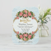 40. Geburtstag Party Gold Glitzer Vintage Rose Einladung (Stehend Vorderseite)