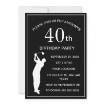 40. Geburtstag Party Golfer Black Par Adult Golf