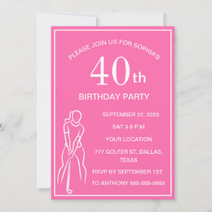40. Geburtstag Party Golfer Pink Ladys Golf Par Einladung