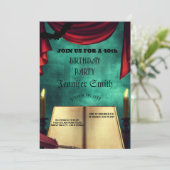 40. Geburtstag Party Gothic Red Einladung (Stehend Vorderseite)