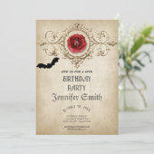 40. Geburtstag Party Gothic Red Einladung (Stehend Vorderseite)