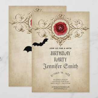 40. Geburtstag Party Gothic Red Einladung