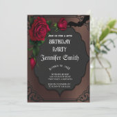 40. Geburtstag Party Gothic Red Einladung (Stehend Vorderseite)