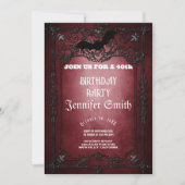 40. Geburtstag Party Gothic Red Einladung (Vorderseite)