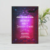 40. Geburtstag Party Gothic Red Einladung (Stehend Vorderseite)