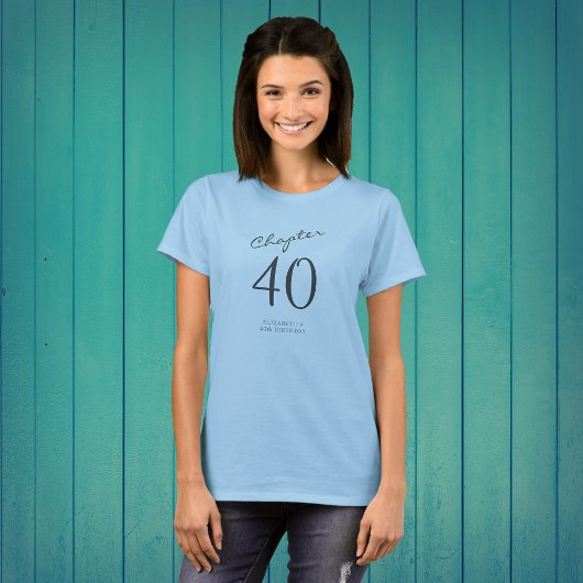 40. Geburtstag Party Grau Script Blue T-Shirt