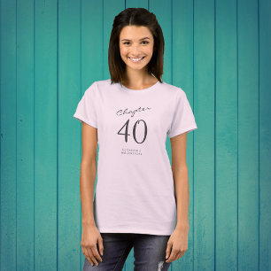 40. Geburtstag Party Grau Script Pink T-Shirt