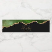 40. Geburtstag Party Green Gold Agate Wasserflaschenetikett (Einzelnes Label)