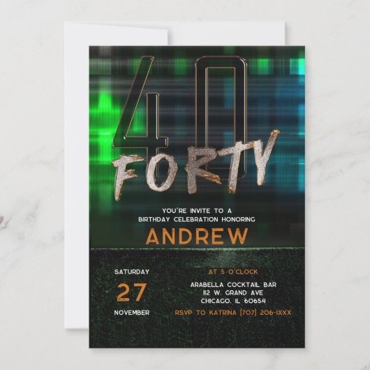 40. Geburtstag Party Ideen für Typ Einladung (Vorderseite)