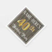 40. Geburtstag Party — Imitate Gold & Imitate Wood Serviette (Ecke)