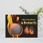 40. GEBURTSTAG PARTY INVITE - GOLFBALLBURNING EINLADUNG (Stehend Vorderseite)