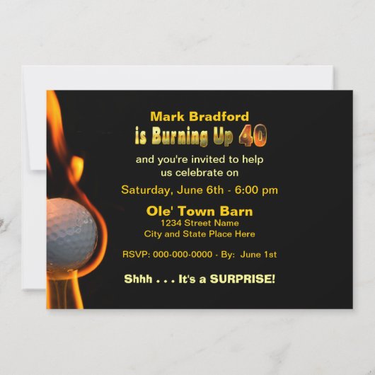40. GEBURTSTAG PARTY INVITE - GOLFBALLBURNING EINLADUNG (Rückseite)