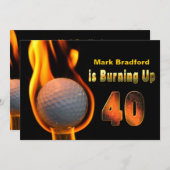 40. GEBURTSTAG PARTY INVITE - GOLFBALLBURNING EINLADUNG (Vorne/Hinten)