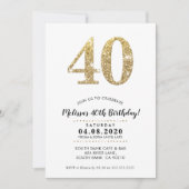 40. GEBURTSTAG PARTY INVITE Moderner Glitzer Einladung (Vorderseite)