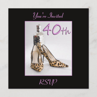 40. Geburtstag Party Leopard Schuhputzaktion Einladung