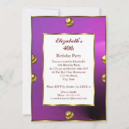 40. Geburtstag Party Lila Gold Einladung