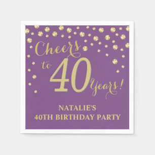 40. Geburtstag Party Lila und Gold Diamond Serviette