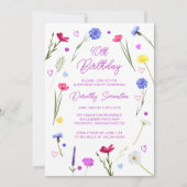 40. Geburtstag Party Lila Wildblume Wiese Einladung (Vorderseite)