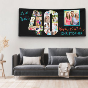 40. Geburtstag Party Look Wer ist 40 Foto Collage Banner