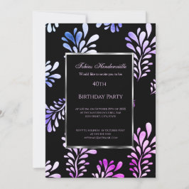 40. Geburtstag Party Mann Einladung Black Lila