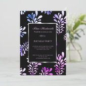 40. Geburtstag Party Mann Einladung Black Lila (Stehend Vorderseite)