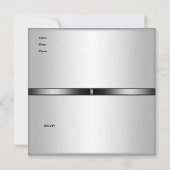 40. Geburtstag Party Mens Drinks Metal Black Silve Einladung (Rückseite)