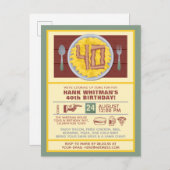 40. Geburtstag Party Mens Funny Bacon Thema Einladungspostkarte (Vorne/Hinten)