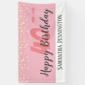40. Geburtstag Party mit Confetti Pink Banner (Vertikal)
