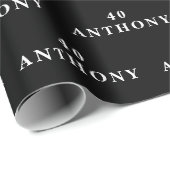 40. Geburtstag Party Name Black Modern Muster Geschenkpapier (Rolleneckpunkt)