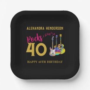 40. Geburtstag Party Name Gitarren Music Rocks 40 Pappteller
