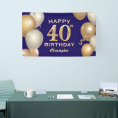 40. Geburtstag Party Navy Blue und Gold Balloons Banner (Messeveranstaltung)