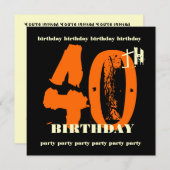 40. Geburtstag Party Orange Grunge Einladung (Vorne/Hinten)