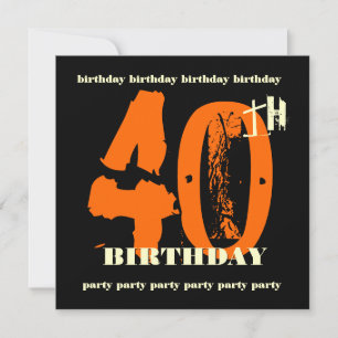 40. Geburtstag Party Orange Grunge Einladung