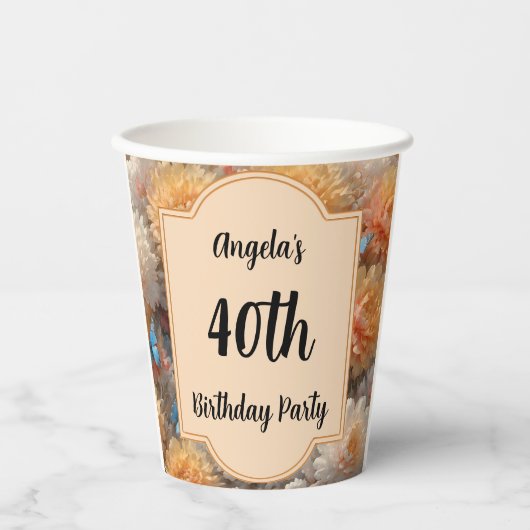 40. Geburtstag Party Pappbecher (Vorderseite)