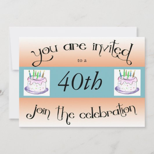 40. Geburtstag Party Personalisierte Einladung (Vorderseite)
