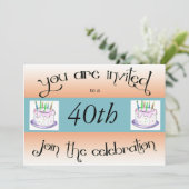 40. Geburtstag Party Personalisierte Einladung (Stehend Vorderseite)
