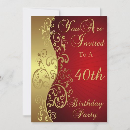 40. Geburtstag Party Personalisierte Einladung (Vorderseite)