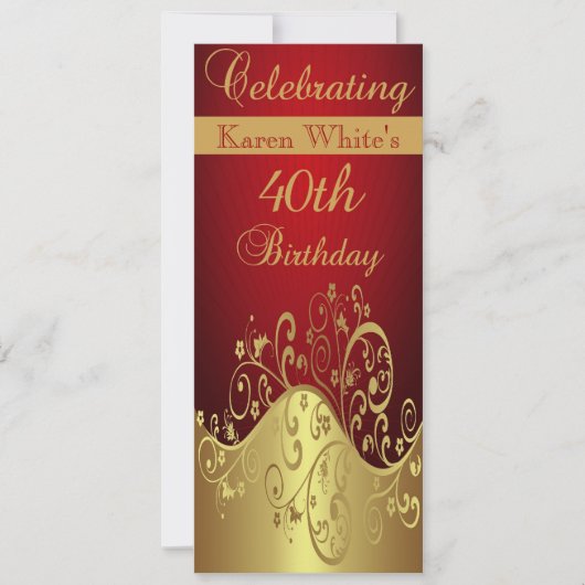 40. Geburtstag Party Personalisierte Einladung (Vorderseite)
