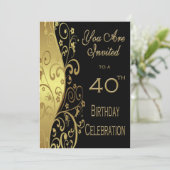 40. Geburtstag Party Personalisierte Einladung (Stehend Vorderseite)