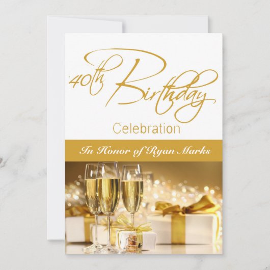 40. Geburtstag Party Personalisierte Einladung (Vorderseite)