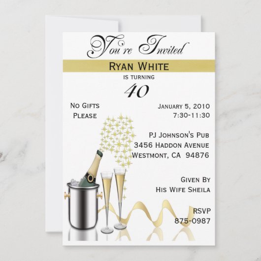 40. Geburtstag Party Personalisierte Einladung (Vorderseite)