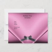 40. Geburtstag Party Pink Silk Diamond Jewel Einladung (Rückseite)