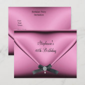40. Geburtstag Party Pink Silk Diamond Jewel Einladung (Vorne/Hinten)