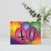 40. Geburtstag Party Postkarte lädt ein (Stehend Vorderseite)