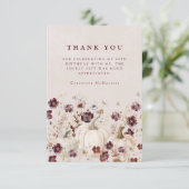 40. Geburtstag Party Pumpkin Wildblume Custom Dankeskarte (Stehend Vorderseite)