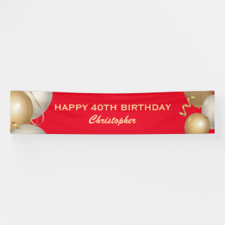 40. Geburtstag Party Red and Gold Balloons Banner
