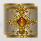 40. Geburtstag Party Reiher Kaffee Gold Bernstein Einladung (Vorne/Hinten)