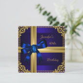 40. Geburtstag Party Rich Royal Blue Jewel Einladung (Stehend Vorderseite)