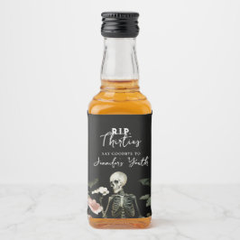 40. Geburtstag Party RIP Skeleton Rosa Blütenbraun Alkoholflaschenetikett