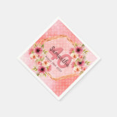 40. Geburtstag Party rosa Blumengestelle Gold geom Serviette (Ecke)